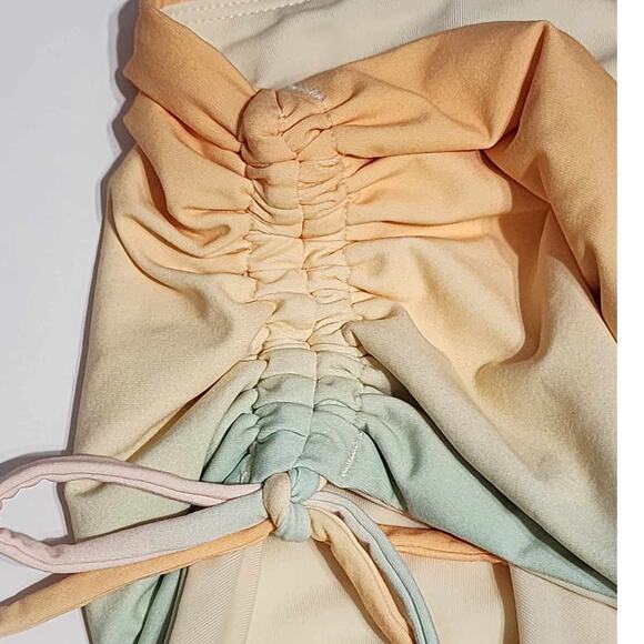 CALIA High Waisted Ruched Side Tie Swim Bikini Bottoms Orange Multi XXL *READ* - Picture 6 of 9